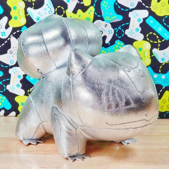 Pokemon 25th Anniversary Silver Bulbasaur 8" UltraSoft Video Game Toy Plush NWT - Picture 2 of 7